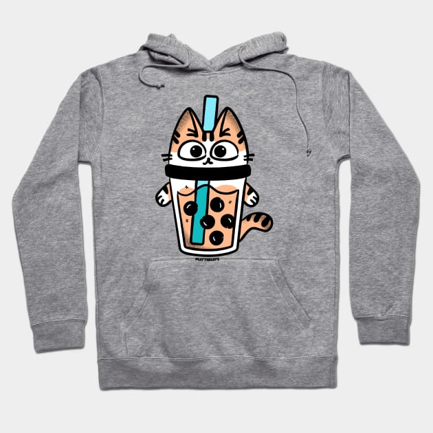 Tiger Boba Cat Tea Hoodie by plattercats